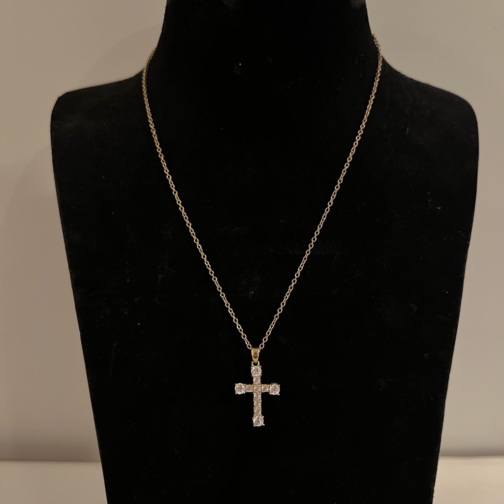 Nwt Diamonique Elegant Gold Cross Pendant Necklace 58$